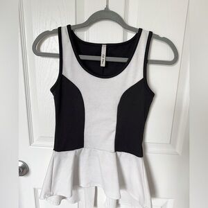 NWOT Black and White Fitted Peplum Tank Top